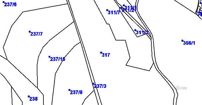 Parcela st. 317 v KÚ Náchod, Katastrální mapa
