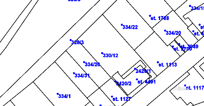 Parcela st. 330/12 v KÚ Náchod, Katastrální mapa