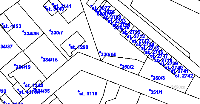 Parcela st. 330/14 v KÚ Náchod, Katastrální mapa