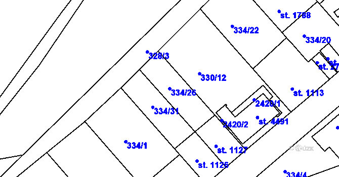 Parcela st. 334/26 v KÚ Náchod, Katastrální mapa