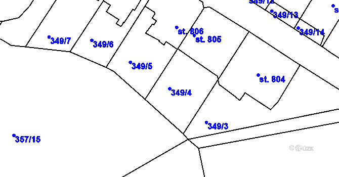 Parcela st. 349/4 v KÚ Náchod, Katastrální mapa