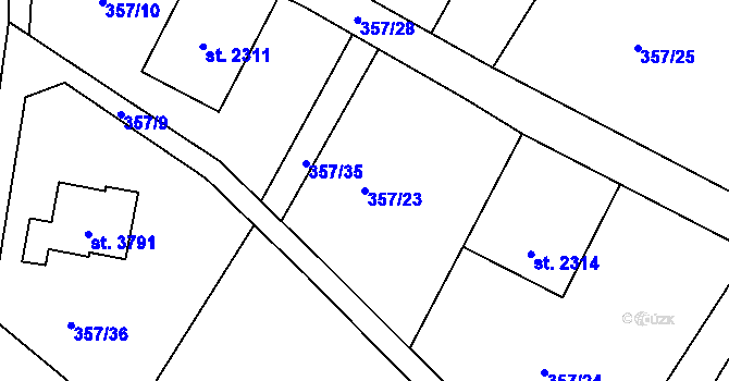 Parcela st. 357/23 v KÚ Náchod, Katastrální mapa