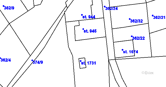 Parcela st. 362/8 v KÚ Náchod, Katastrální mapa
