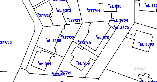 Parcela st. 377/10 v KÚ Náchod, Katastrální mapa
