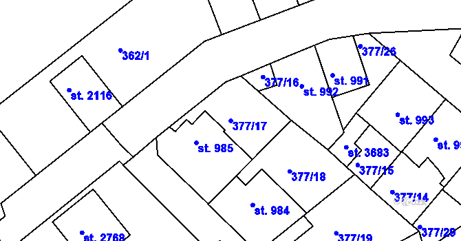 Parcela st. 377/17 v KÚ Náchod, Katastrální mapa