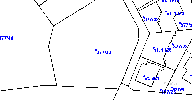 Parcela st. 377/33 v KÚ Náchod, Katastrální mapa