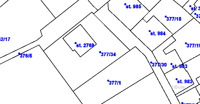 Parcela st. 377/34 v KÚ Náchod, Katastrální mapa