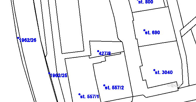 Parcela st. 427/8 v KÚ Náchod, Katastrální mapa