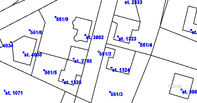 Parcela st. 551/2 v KÚ Náchod, Katastrální mapa