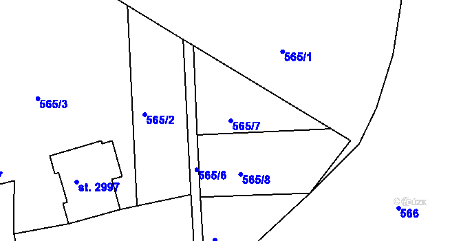Parcela st. 565/7 v KÚ Náchod, Katastrální mapa