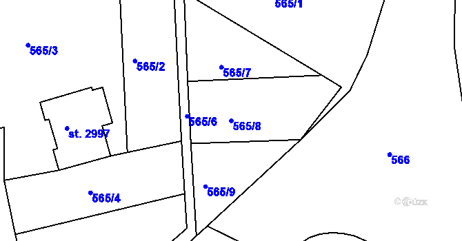 Parcela st. 565/8 v KÚ Náchod, Katastrální mapa