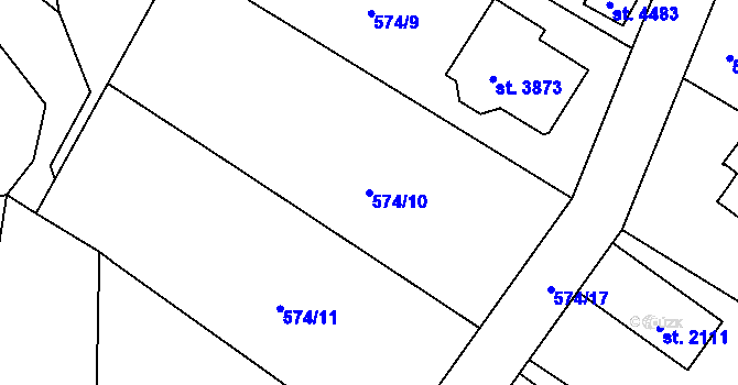 Parcela st. 574/10 v KÚ Náchod, Katastrální mapa