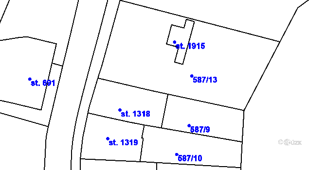 Parcela st. 587/12 v KÚ Náchod, Katastrální mapa