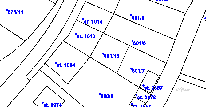 Parcela st. 601/13 v KÚ Náchod, Katastrální mapa