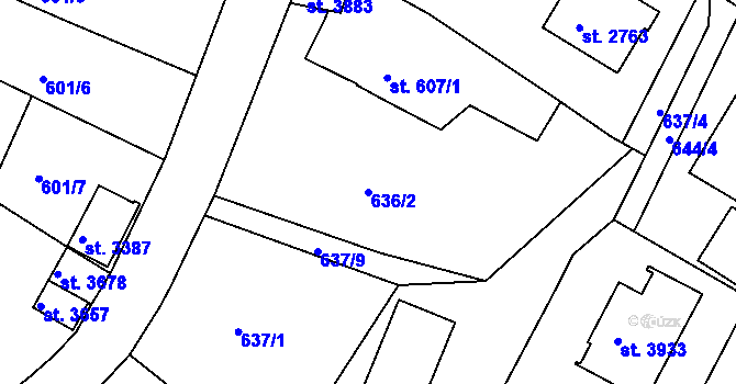 Parcela st. 636/2 v KÚ Náchod, Katastrální mapa