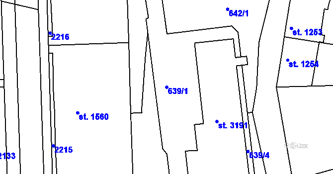 Parcela st. 639/1 v KÚ Náchod, Katastrální mapa