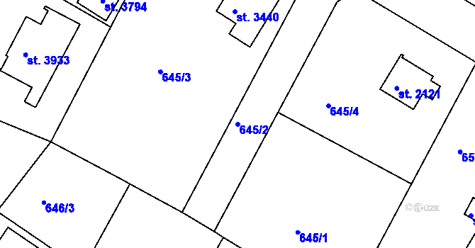 Parcela st. 645/2 v KÚ Náchod, Katastrální mapa