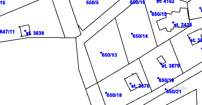 Parcela st. 650/13 v KÚ Náchod, Katastrální mapa