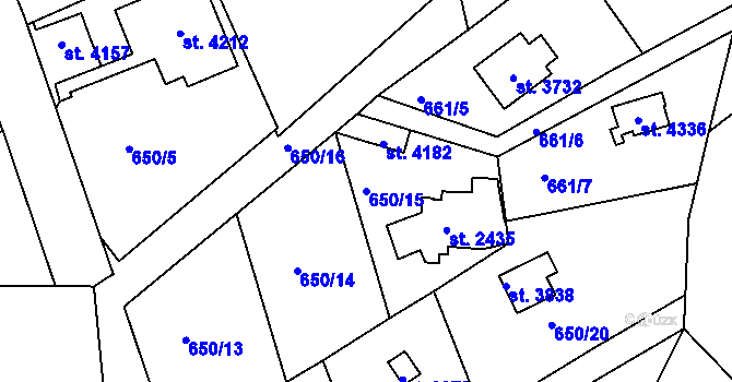 Parcela st. 650/15 v KÚ Náchod, Katastrální mapa