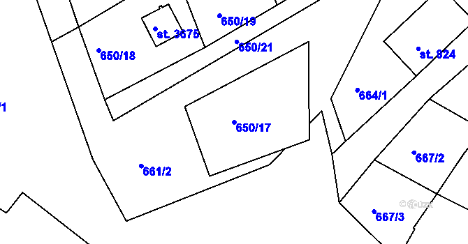 Parcela st. 650/17 v KÚ Náchod, Katastrální mapa