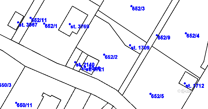 Parcela st. 652/2 v KÚ Náchod, Katastrální mapa