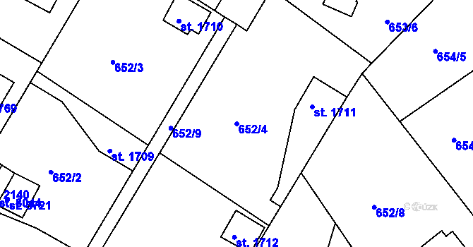 Parcela st. 652/4 v KÚ Náchod, Katastrální mapa
