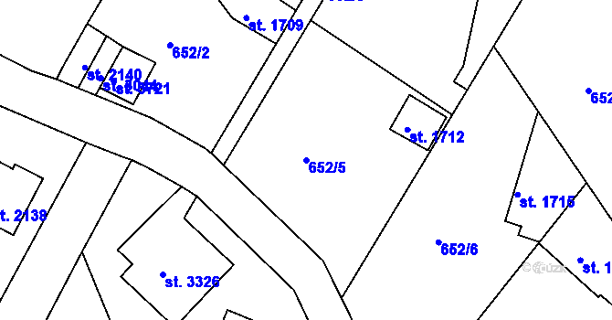 Parcela st. 652/5 v KÚ Náchod, Katastrální mapa
