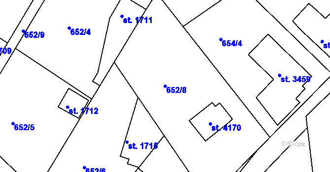 Parcela st. 652/8 v KÚ Náchod, Katastrální mapa