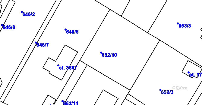 Parcela st. 652/10 v KÚ Náchod, Katastrální mapa