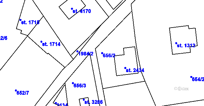 Parcela st. 656/2 v KÚ Náchod, Katastrální mapa