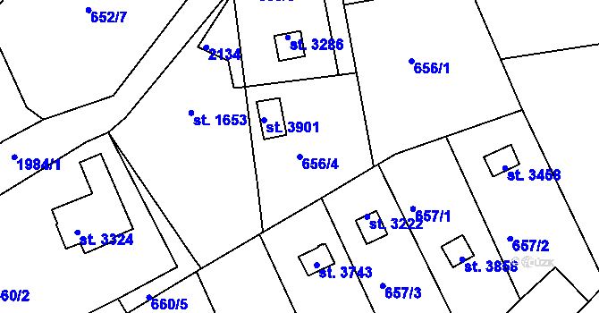 Parcela st. 656/4 v KÚ Náchod, Katastrální mapa