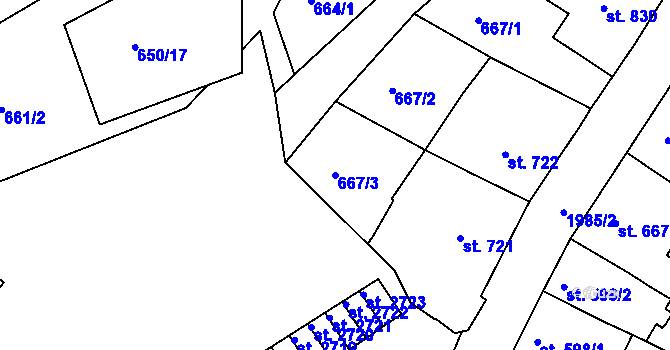 Parcela st. 667/3 v KÚ Náchod, Katastrální mapa
