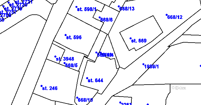 Parcela st. 668/4 v KÚ Náchod, Katastrální mapa