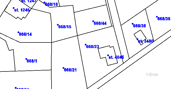 Parcela st. 668/23 v KÚ Náchod, Katastrální mapa