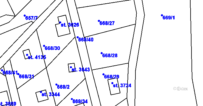 Parcela st. 668/28 v KÚ Náchod, Katastrální mapa