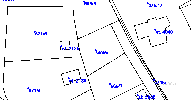 Parcela st. 669/6 v KÚ Náchod, Katastrální mapa