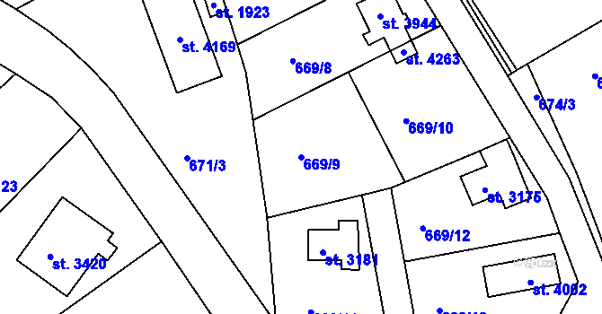 Parcela st. 669/9 v KÚ Náchod, Katastrální mapa