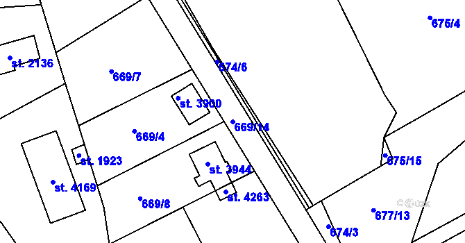Parcela st. 669/14 v KÚ Náchod, Katastrální mapa
