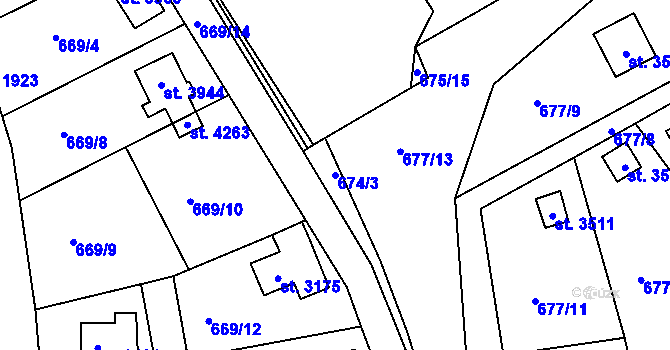 Parcela st. 674/3 v KÚ Náchod, Katastrální mapa