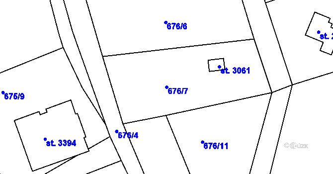 Parcela st. 676/7 v KÚ Náchod, Katastrální mapa