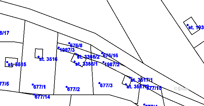 Parcela st. 676/16 v KÚ Náchod, Katastrální mapa