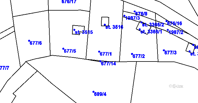 Parcela st. 677/1 v KÚ Náchod, Katastrální mapa