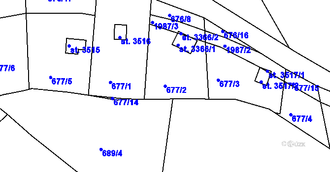 Parcela st. 677/2 v KÚ Náchod, Katastrální mapa