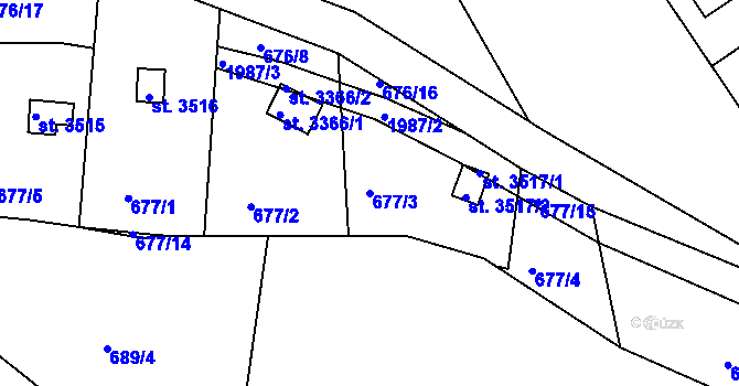 Parcela st. 677/3 v KÚ Náchod, Katastrální mapa