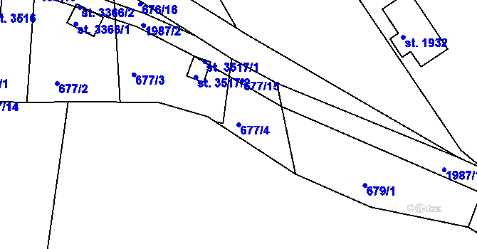 Parcela st. 677/4 v KÚ Náchod, Katastrální mapa