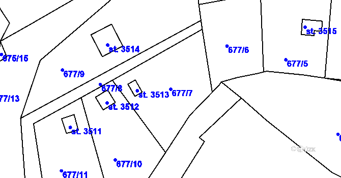 Parcela st. 677/7 v KÚ Náchod, Katastrální mapa