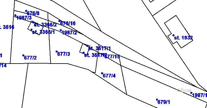 Parcela st. 677/15 v KÚ Náchod, Katastrální mapa
