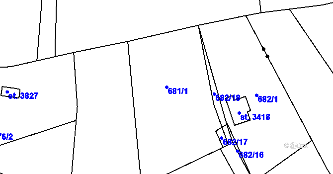 Parcela st. 681/1 v KÚ Náchod, Katastrální mapa