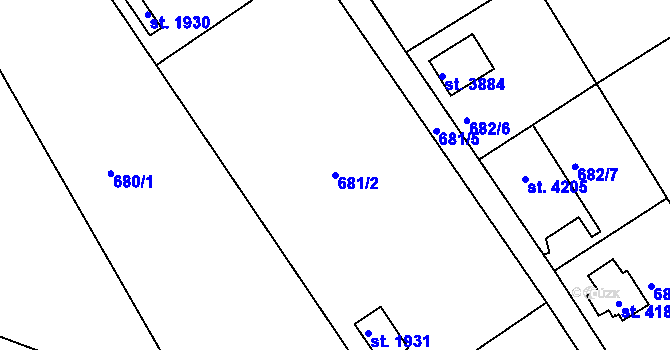Parcela st. 681/2 v KÚ Náchod, Katastrální mapa