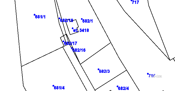 Parcela st. 682/2 v KÚ Náchod, Katastrální mapa